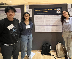 Jason Trinh '23GS, Meeral Tashfeen '25CC, and Nikka Afshar '23GS at the Fall 2022 Columbia Undergraduate Research Symposium