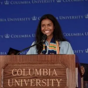 Justice Betty giving her speech as the valedictorian of the Columbia GS Class of 2018